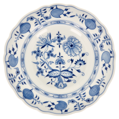 Suppenteller, Form "Neuer Ausschnitt", Zwiebelmuster, kobaltblau, weißer Rand, Ø 22 cm