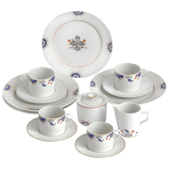 Kaffee-Set, 14-tlg. für 4 Personen, Noble Blue, Zwiebelkante