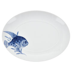 Platter, oval, Shape "MEISSEN® Cosmopolitan", "Blue Treasures", Fish, L 32 cm