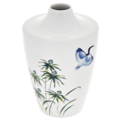 Vase, Form "MEISSEN® Cosmopolitan", blaugrüne Gräser mit blauem Ibis, H 18 cm