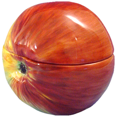 Apfeldose, Bunt staffiert, H 7 cm