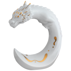 Chinesisches Tierkreiszeichen Drache, Gold staffiert, H 12,5 cm