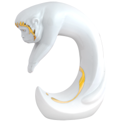 Chinesisches Tierkreiszeichen Affe, Gold staffiert, H 12,5 cm