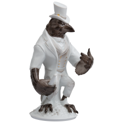 Rabe Mr. Time, Bunt und gold staffiert, H 20 cm