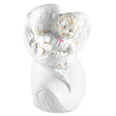 Christmas angel with tealight holder, Coloured with gold, H 18 cm