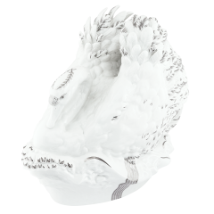 Vogel Schwan, Platinmalerei, H 36 cm