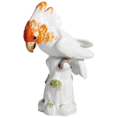 Vogel Kakadu, Vintage, Bunt staffiert, H 25 cm