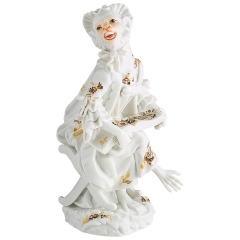 Monkey Orchestra Songstress, Flower painting in sepia, H 12 cm