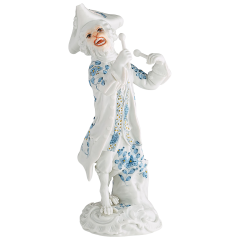Monkey Orchestra Timpanist, Oriental painting light blue, H 15 cm