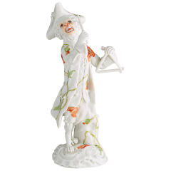 Monkey Orchestra Triangle Player, Flower painting Poppy red, H 14 cm