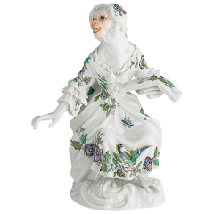 Monkey Orchestra Songstress, Oriental painting, magpie, H 12,5 cm