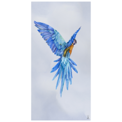 wall painting "Yellow Ara", 60 x 30 cm