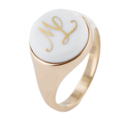 Siegelring rund mit Monogramm (2 Buchstaben) in Gold, 64 mm, 925 Silber rosé vergoldet