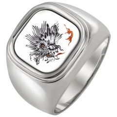 Ring Ming-Drache Schwarz, 925 Sterlingsilber, mit Gravur: Ag925 / MEISSEN / 1710