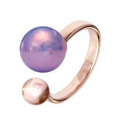 Ring Circle, Pearl Collection Lilac, 750 rose gold, 52 mm, 1 porcelain pearl 10mm