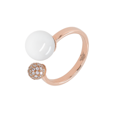 Ring Circle, Pearl Collection Pavé, 750 Roségold, 56 mm, 1 Porzellanperle 10m, 1 Pavéperle 6 mm, 28 Brillanten, 0,23 ct, TW/VSI