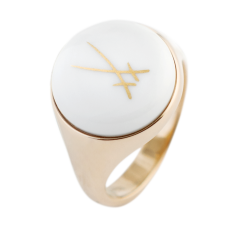 Siegelring rund, Markenzeichen Schwerter in Gold, 52 mm, 925 Silber rosé vergoldet