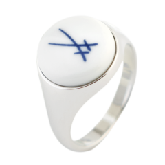 Signet Ring, Trademark Swords in cobalt blue, 925 sterling silver