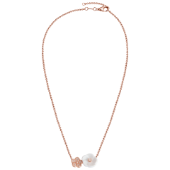 Collier Royal Blossom Pavé, 750 Roségold, Länge 45 cm plus 1 Öse bei 42 cm, 32 Brillanten 0,18 ct VS, fw, Vollschliff Gut