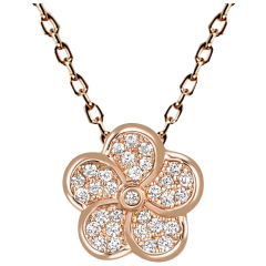 Collier Royal Blossom Pavé, 750 Roségold, 1 Pavé Blüte, 31 Brillanten ca. 0,14 ct, VSI TW, Länge 45cm, Öse bei 42cm
