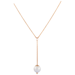 Collier Pearl Collection Pure White lang, 750 Roségold, bestehend aus Zopfkette, Länge 63cm mit Zwischenöse bei 60cm und Anhänger