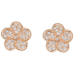 Ear studs Royal Blossom Pavé, 750 rose gold, 2 Blossoms Pavé, 62 brilliant approx 0,26 carats, TW, VSI, full cut good