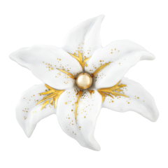 Brooch Bloom Collection, 925 silver rose plated with an open flower in porcelain handpainted with Gold