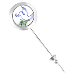 Reversnadel Taube mit Olivenzweig, 925 Sterlingsilber