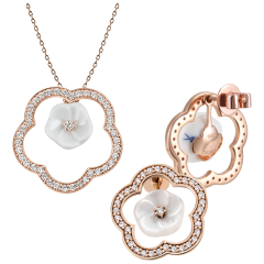 Set Royal Blossom Frame Ohrstecker & Collier, 750 Roségold
