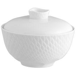 Reisschale mit Deckel, Form "Wellenspiel Relief", Weiß, Ø 12,5 cm