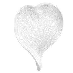 Winged heart dish, white, L 16 cm