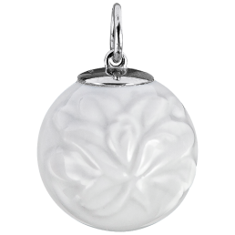 Anhänger "Boule" Tuberose Relief in Weiß, 750 Weißgold, Ø 1,9 cm