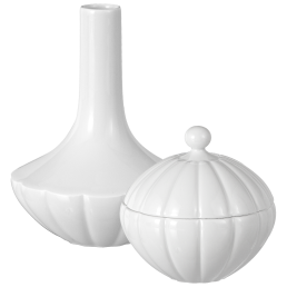 Home-Deco-Set, 2-tlg., "Landscape", Vase, Dose, Weiß