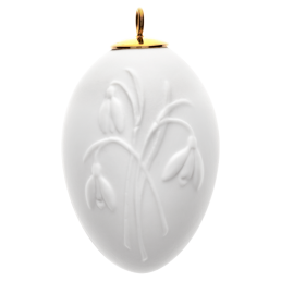 Osterei mit Relief, Schneeglöckchen, Weiß, Biskuit, H 5 cm