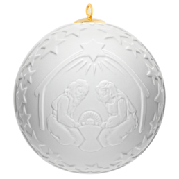 Kugel mit Relief, Weihnachtskrippe, Weiß, bisquit, Ø 7 cm