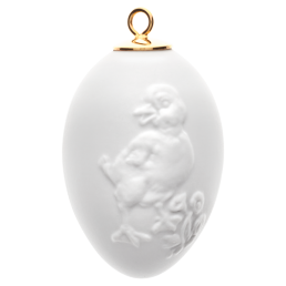 Osterei mit Relief, Entenküken, Form "Neuer Ausschnitt", Weiß, Biskuit, H 5 cm