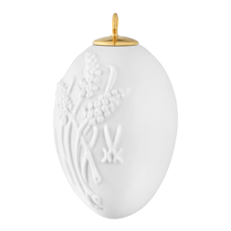 Osterei mit Relief, Traubenhyazinthe, Weiß, Biskuit