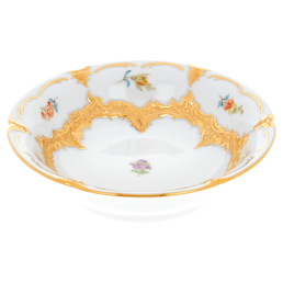 Dessertschale, Form "B-Form", Gestreute Blümchen, bunt, Goldbronze, leicht, L cm