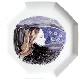 Wandteller "Tamara driving in Zürich in 2009", Unikat Irina Polin, Ø 46 cm