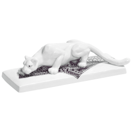 Leopard, Meissen Atelier, Afrika schwarz, L 17 cm