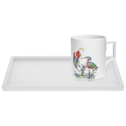 Home office set, 2-pcs, Mug "Fancy Birds", Platter "MEISSEN® Cosmopolitan" white