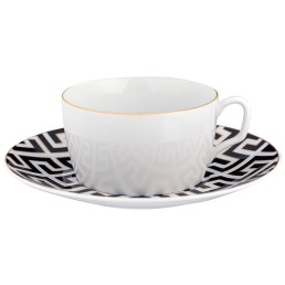 Cappuccinotasse, Form "MEISSEN® Cosmopolitan", Royal Palace, schwarz mit goldener Kontur, weißer Rand, V 0,3 l