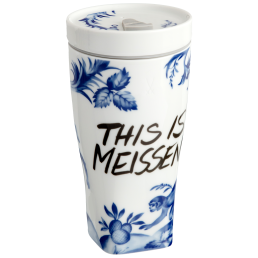 Coffee to go Becher mit Porzellandeckel, Form "Nova", Affe und Faultier, V 0,35 l