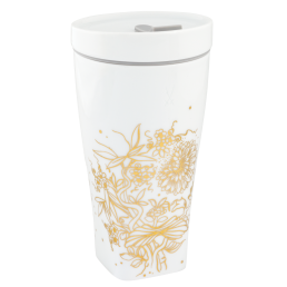Coffee to go Becher mit Porzellandeckel, Form "Nova", "Golden Onion Style", V 0,35 l