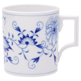 Henkelbecher, Form "Berlin", Zwiebelmuster, kobaltblau, weißer Rand, V 0,25 l