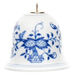 Miniatur-Glocke, Zwiebelmuster, kobaltblau, weißer Rand, H 5 cm
