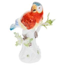 Bird Parrot, Coloured, without gold, H 16 cm