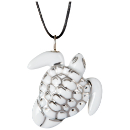 Anhänger "Platin" Vollrelief Schildkröte, 4 x 3,3 cm