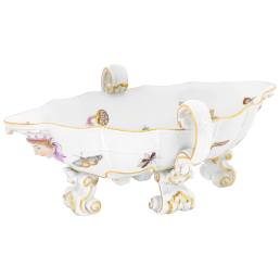 Sauciere, Blumen und Insekten nach Merian, L 25,5 cm