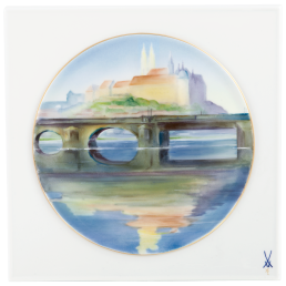 Wandbild "Meißen-Impression", im Stile J.R. Hentschel, lim., 25,5 x 25,5 cm